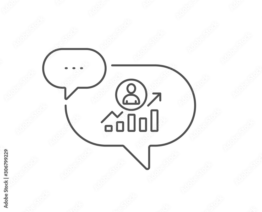 Business results line icon. Chat bubble design. Career Growth chart sign. Outline concept. Thin line career ladder icon. Vector Business results line icon. Chat bubble design. Career Growth chart sign. Outline concept. Thin line career ladder icon. Vector