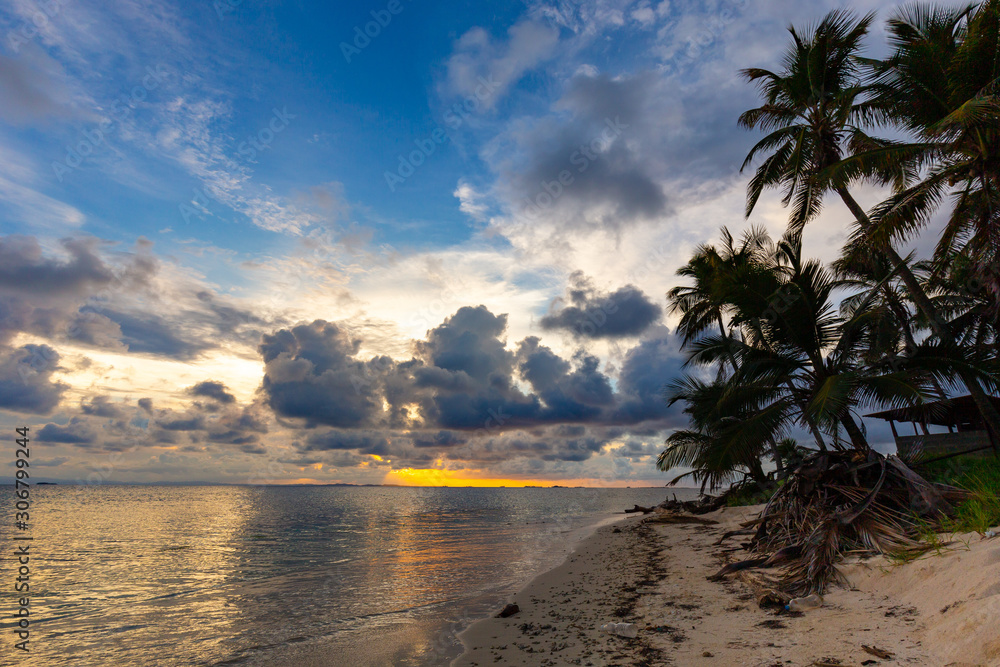 Sunset on Caribbean Island, San Blas, Panama