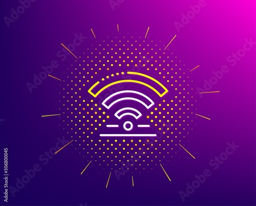 Wifi line icon. Halftone pattern. Wireless internet sign. Hotel service symbol. Gradient background. Wifi line icon. Yellow halftone pattern. Vector