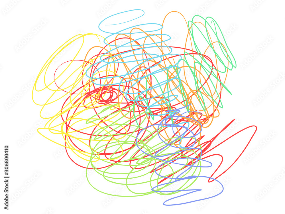 Tangled shape on white. Chaos pattern. Scribble sketch. Colorful background with array of lines. Print for design Tangled shape on white. Chaos pattern. Scribble sketch. Colorful background with array of lines. Print for design