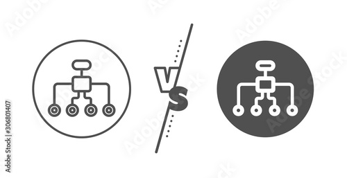Business architecture sign. Versus concept. Restructuring line icon. Delegate symbol. Line vs classic restructuring icon. Vector