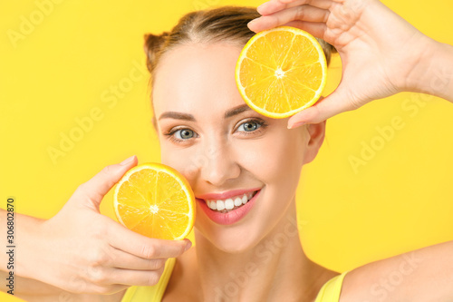 Beautiful young woman with ...
