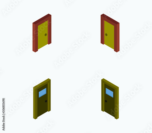 set of isometric doors