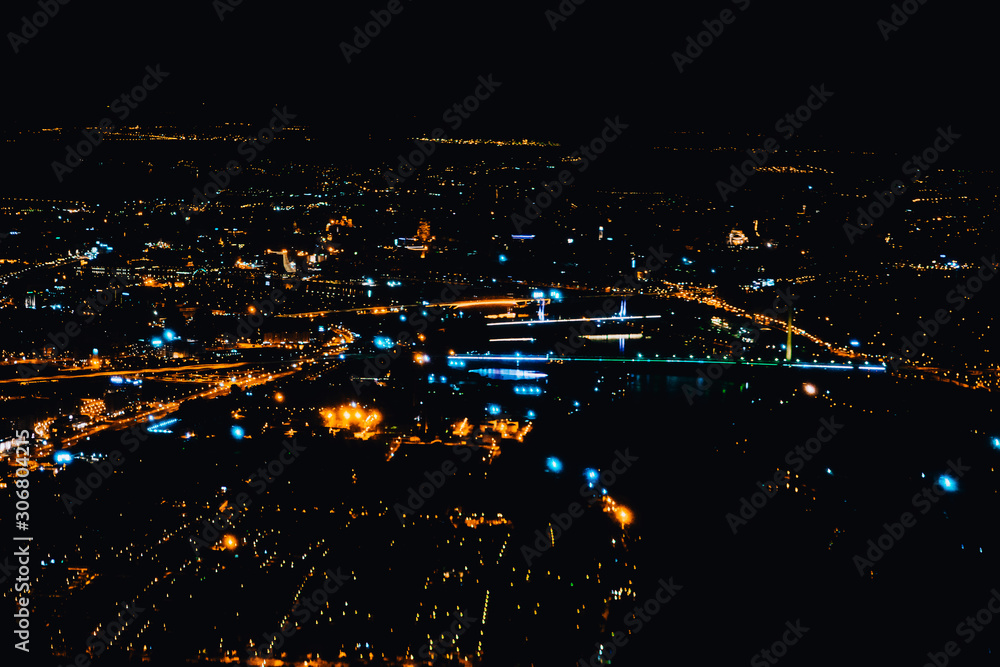 Skyline of a big modern city at night