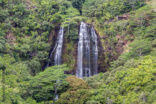 Opaekaa falls is a waterfall located on the Wailua River in Wailua River State Park on the eastern side of the Hawaiian island of Kauai