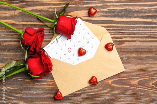 Calendar, candies and rose ...