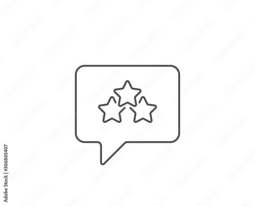 Ranking stars line icon. Chat bubble design. Star rating sign. Best rank symbol. Outline concept. Thin line ranking stars icon. Vector Ranking stars line icon. Chat bubble design. Star rating sign. Best rank symbol. Outline concept. Thin line ranking stars icon. Vector