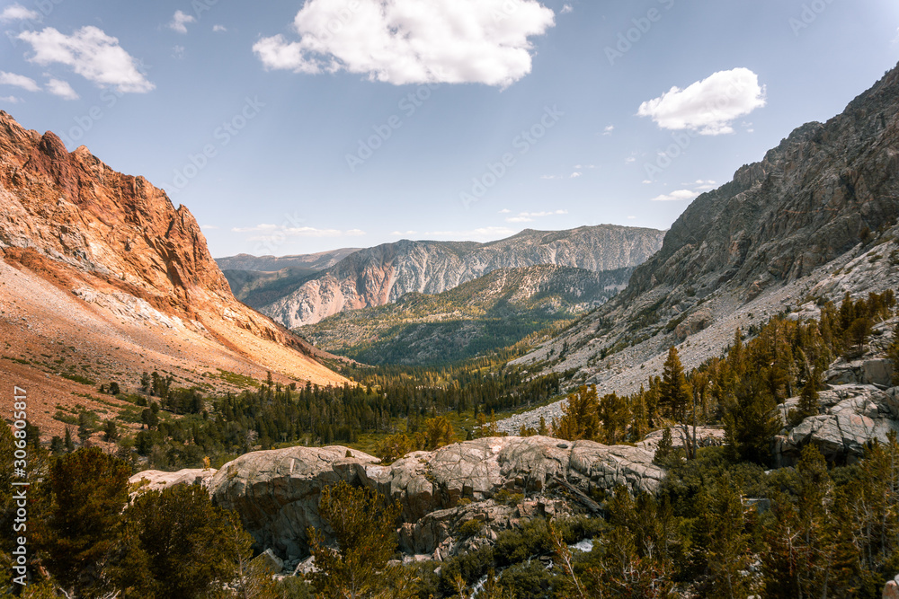 overlooking a valley in the california mountains