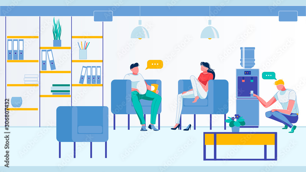 Office People Speak in Room Informal Conversation. Office People Speak in Room Informal Conversation.