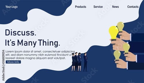 Business team given many ideas and choose best one. Business Landing Page Template.