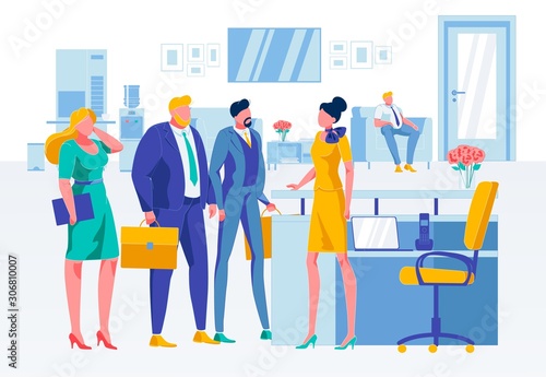 Business Situation at Reception Flat Illustration