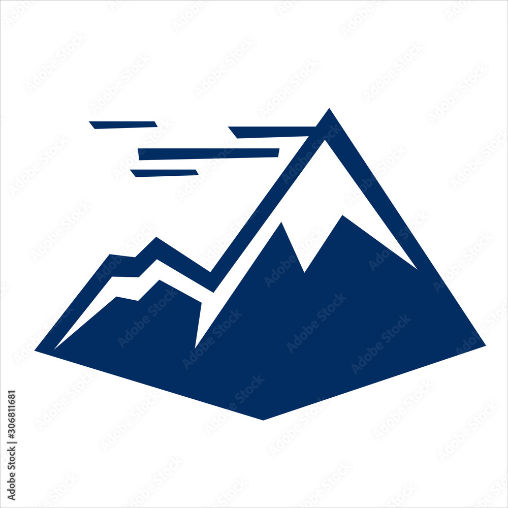 blue mountain icon on white background blue mountain icon on white background