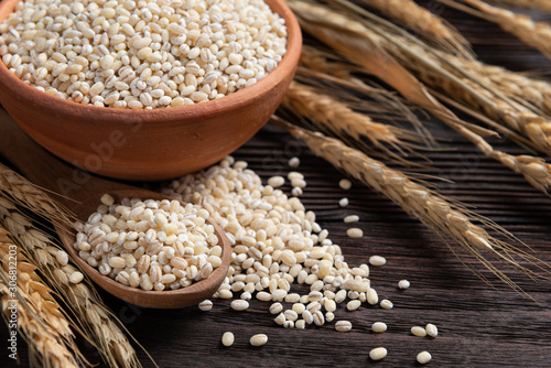 Fotobehang Raw peeled barley grains  (Hordeum vulgare)
