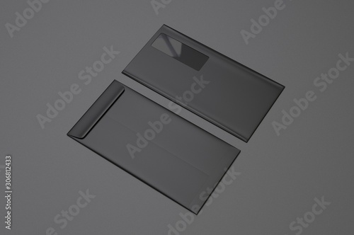 Blank single window envelop template, 3d render illustration.