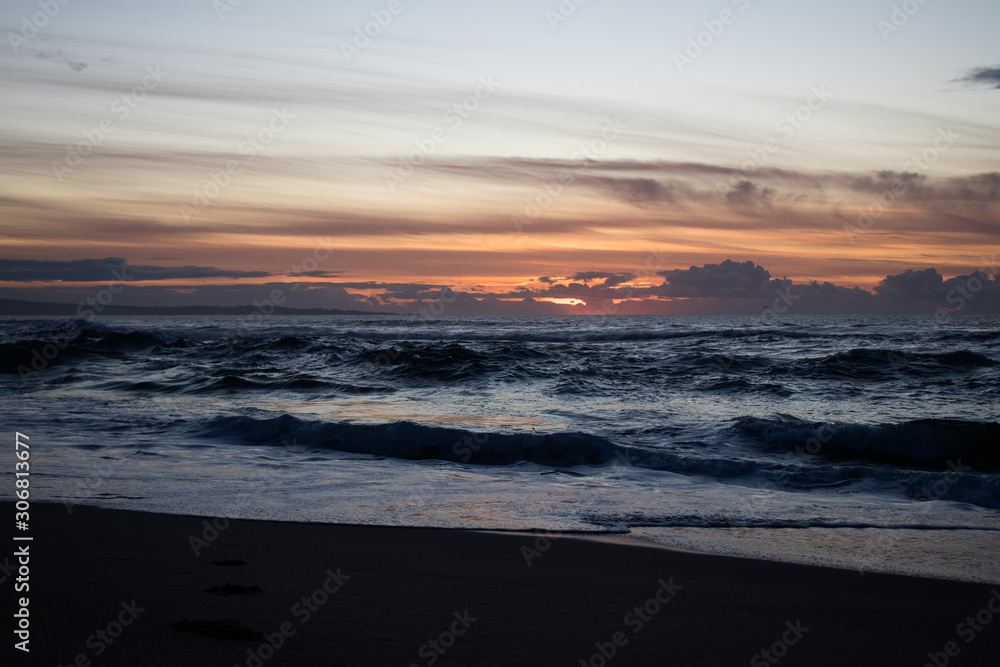 Sunset waves at Marina Dunes Natural Preserves near Monterey California