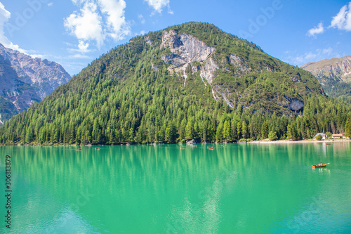 beautiful nature with lake and mountain in Italy