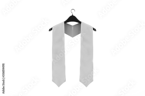 Blank Two Side Embroidered Graduation Stole for Mock up, 3d render illustration.