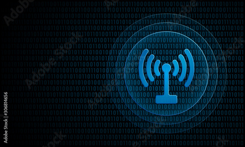 Digital signal with ripples ''Pulse Effect'' technology wireless symbol	