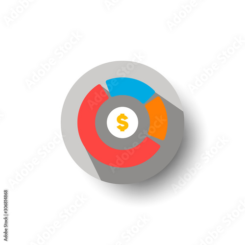 doughnut chart flat long shadow icon style