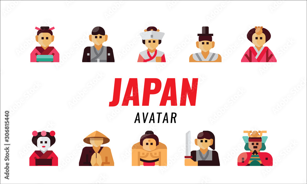 Fototapeta premium Japanese traditional character. flat design elements. vector illustration