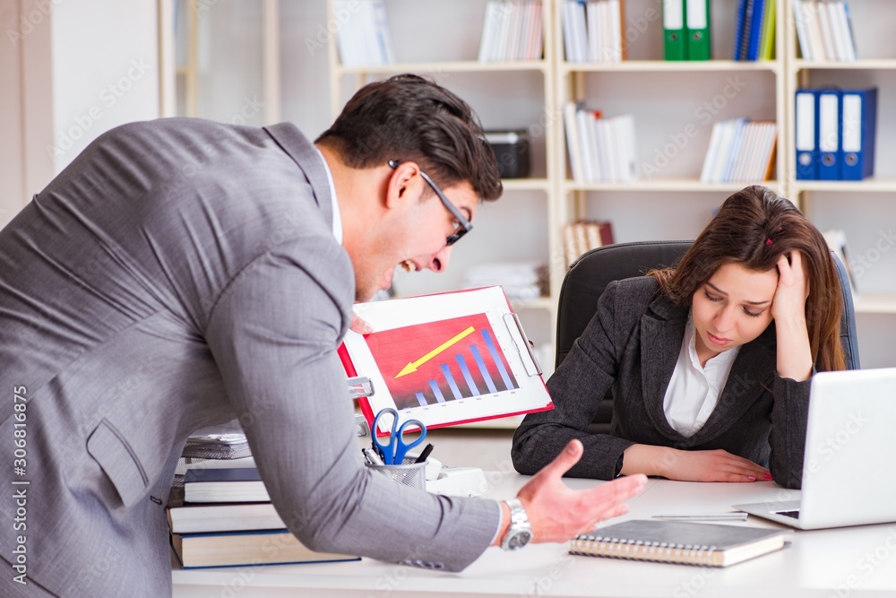 Office conflict between man and woman Office conflict between man and woman
