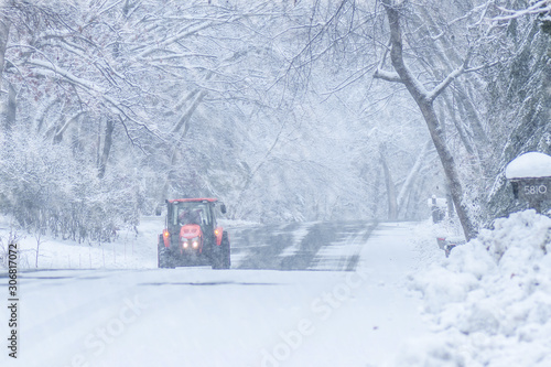 Snow covered forests and lakes in winter