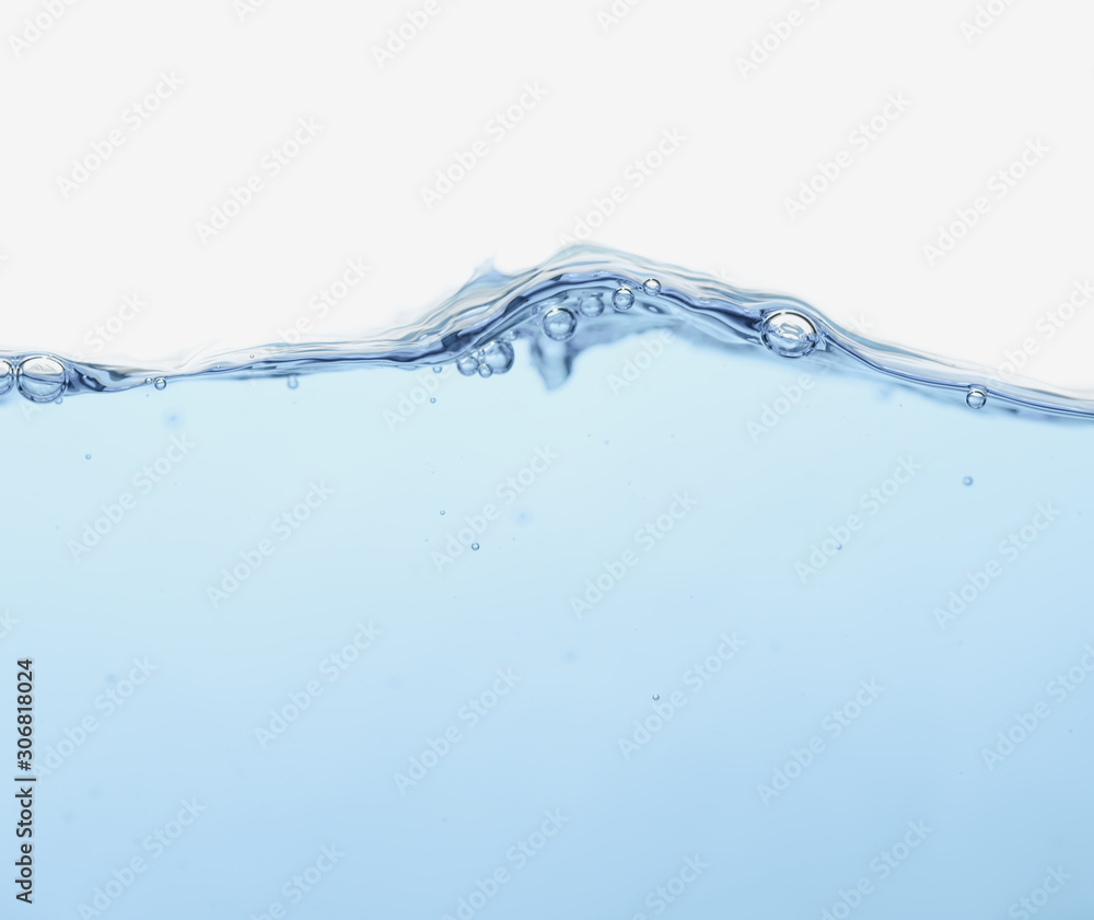 Water splash with bubbles of air and wave Water splash with bubbles of air and wave