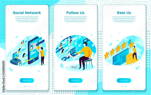 Vector set follow and rate us on social network