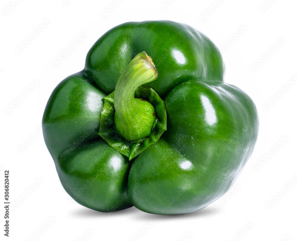Green Fresh vegetables sweet Peppers isolated on white background Green Fresh vegetables sweet Peppers isolated on white background