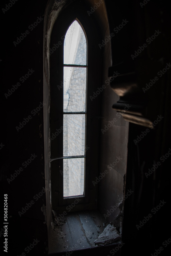 Antique window in old church 