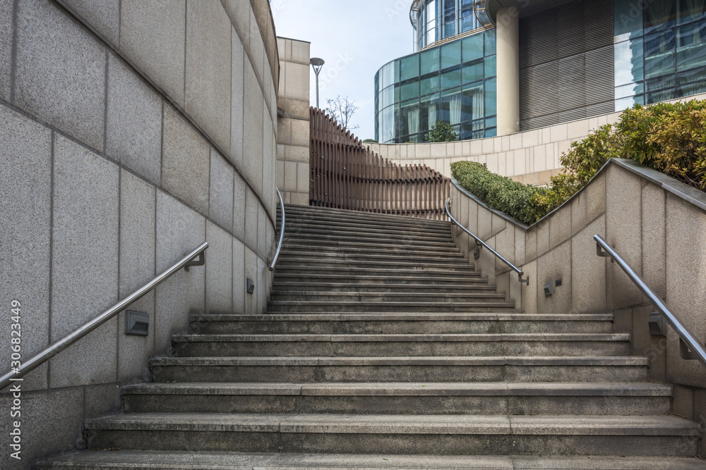Fototapeta Gray concrete stairs outdoors in suzhou
