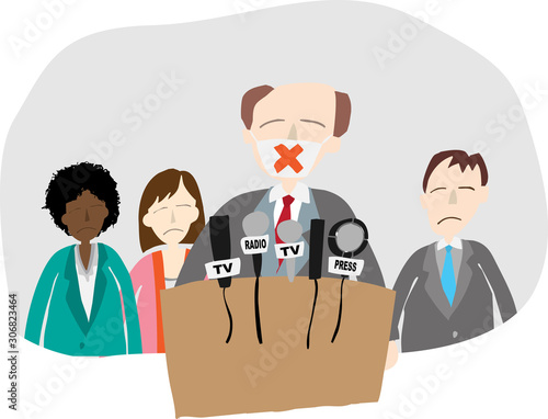 Journalists making interview with businessman or politician, Businessman at Press Conference