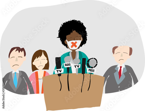 Journalists making interview with businessman or politician, Businessman at Press Conference