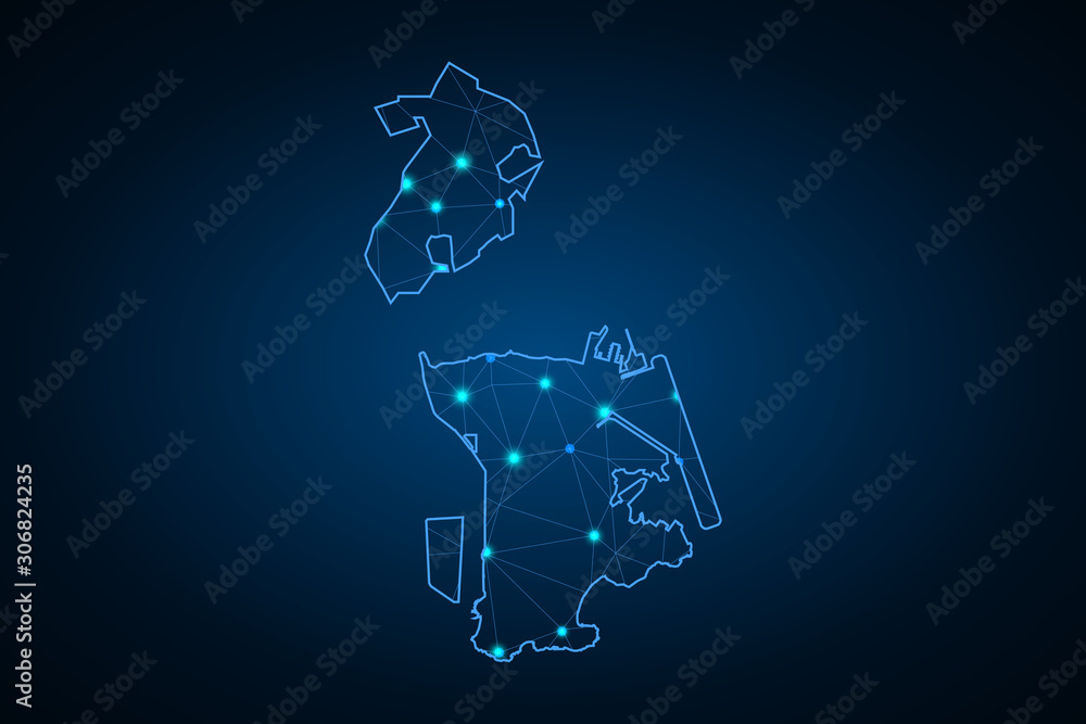 Map of Macao. Wire frame 3D mesh polygonal network line, design sphere, dot and structure. communications map of Macao. Vector Illustration EPS10. - Vector Map of Macao. Wire frame 3D mesh polygonal network line, design sphere, dot and structure. communications map of Macao. Vector Illustration EPS10. - Vector