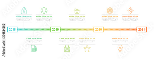 Timeline and infographic concept design, modern and elegant, with icons. Easy to customize template. EPS 10.