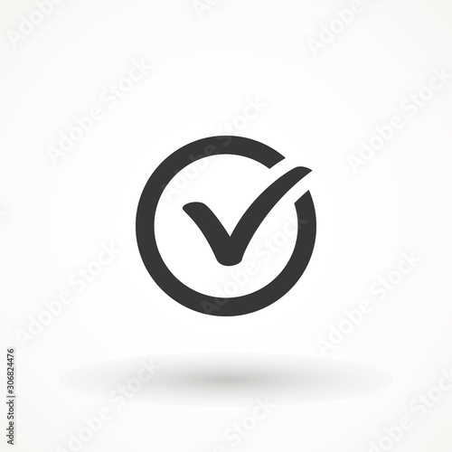 Tick sign. checkmark OK icon, Simple mark graphic design. Circle symbol YES button for vote, Check box list icon. Check mark vector.