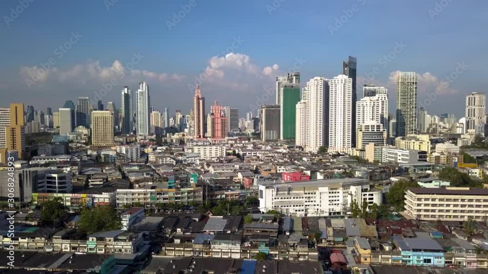 Bangkok Klong Toey to Sukhumvit skyline, aerial view Bangkok Klong Toey to Sukhumvit skyline, aerial view