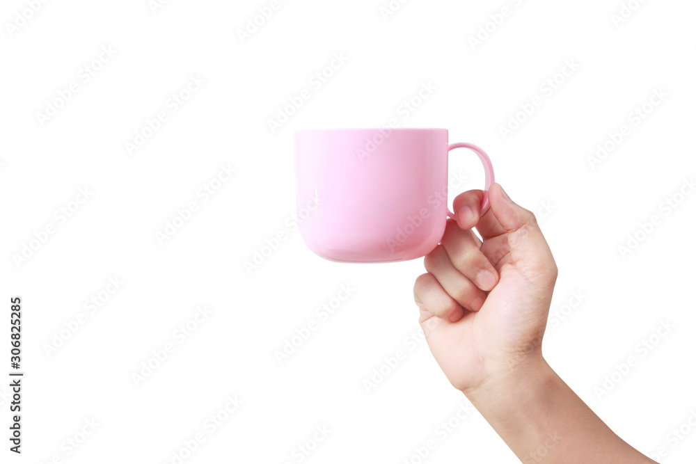 Obraz premium Hand holding plastic cup like a pouring