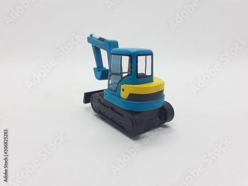 Photo Realistic Heavy Machinery Tractor Excavator Miniature Die Cast Toys Design for Souvenir Gift Collection Items in White Isolated Background 