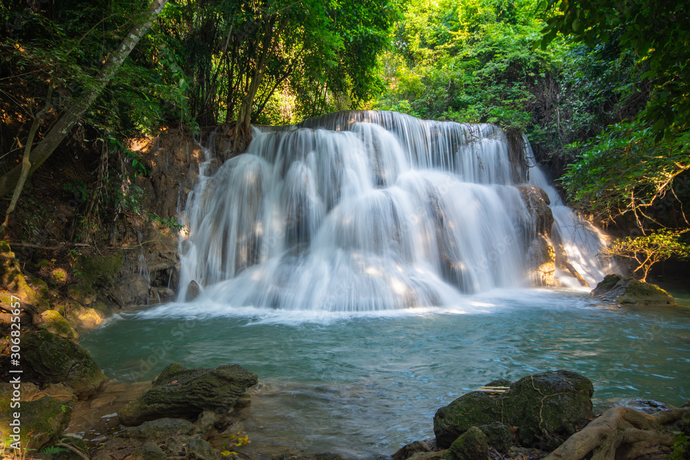 Huai Mae Kamin beautiful waterfalls in Srinakarin national park in Kanchanaburi, Thailand