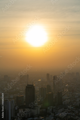 Beautiful sunset in the city of Bangkok