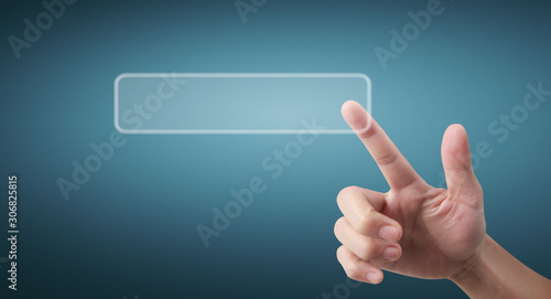 Hands touching button screen interface