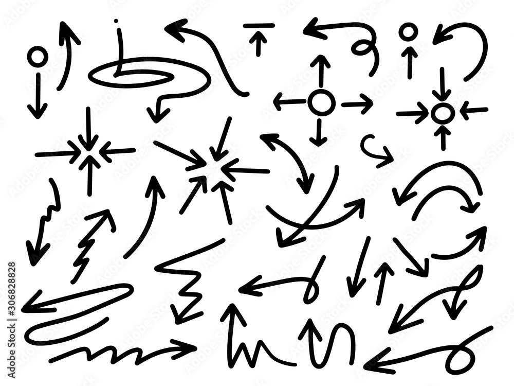 Hand drawn arrow vector icons set. sketch arrow design for business plan and education. Hand drawn arrow vector icons set. sketch arrow design for business plan and education.