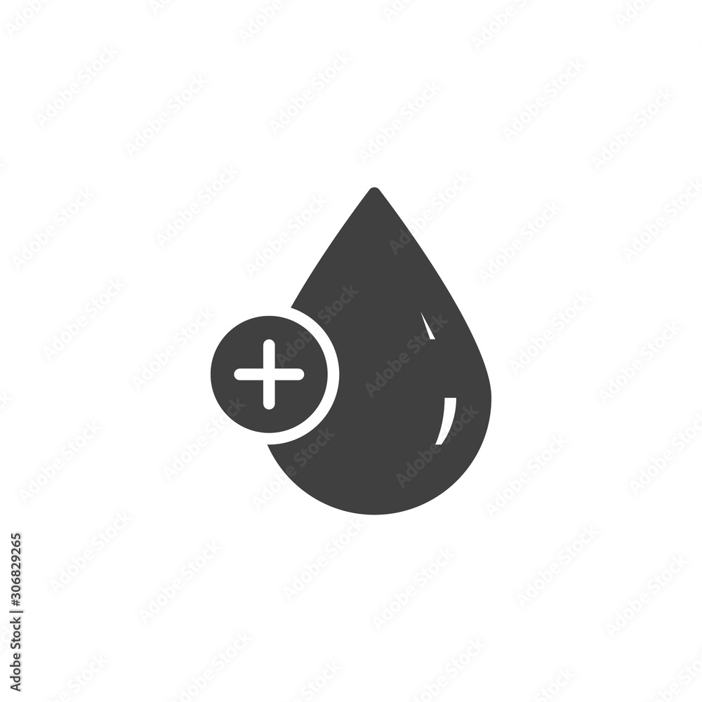 Water drop plus vector icon. filled flat sign for mobile concept and web design. Add water droplet glyph icon. Symbol, logo illustration. Vector graphics Water drop plus vector icon. filled flat sign for mobile concept and web design. Add water droplet glyph icon. Symbol, logo illustration. Vector graphics