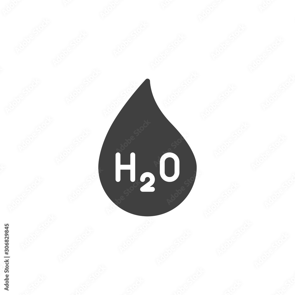 Water chemical formula vector icon. filled flat sign for mobile concept and web design. H2O water drop glyph icon. Symbol, logo illustration. Vector graphics Water chemical formula vector icon. filled flat sign for mobile concept and web design. H2O water drop glyph icon. Symbol, logo illustration. Vector graphics