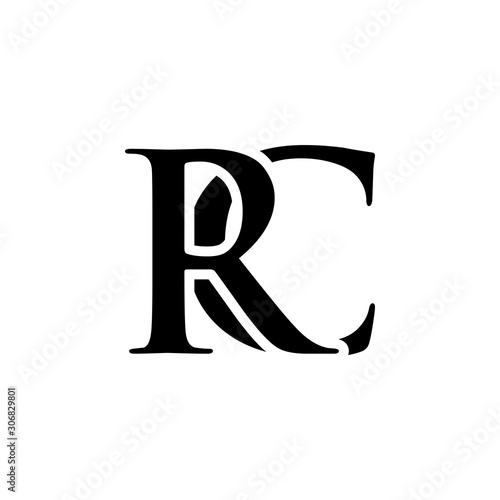 Initial rc alphabet logo design template vector