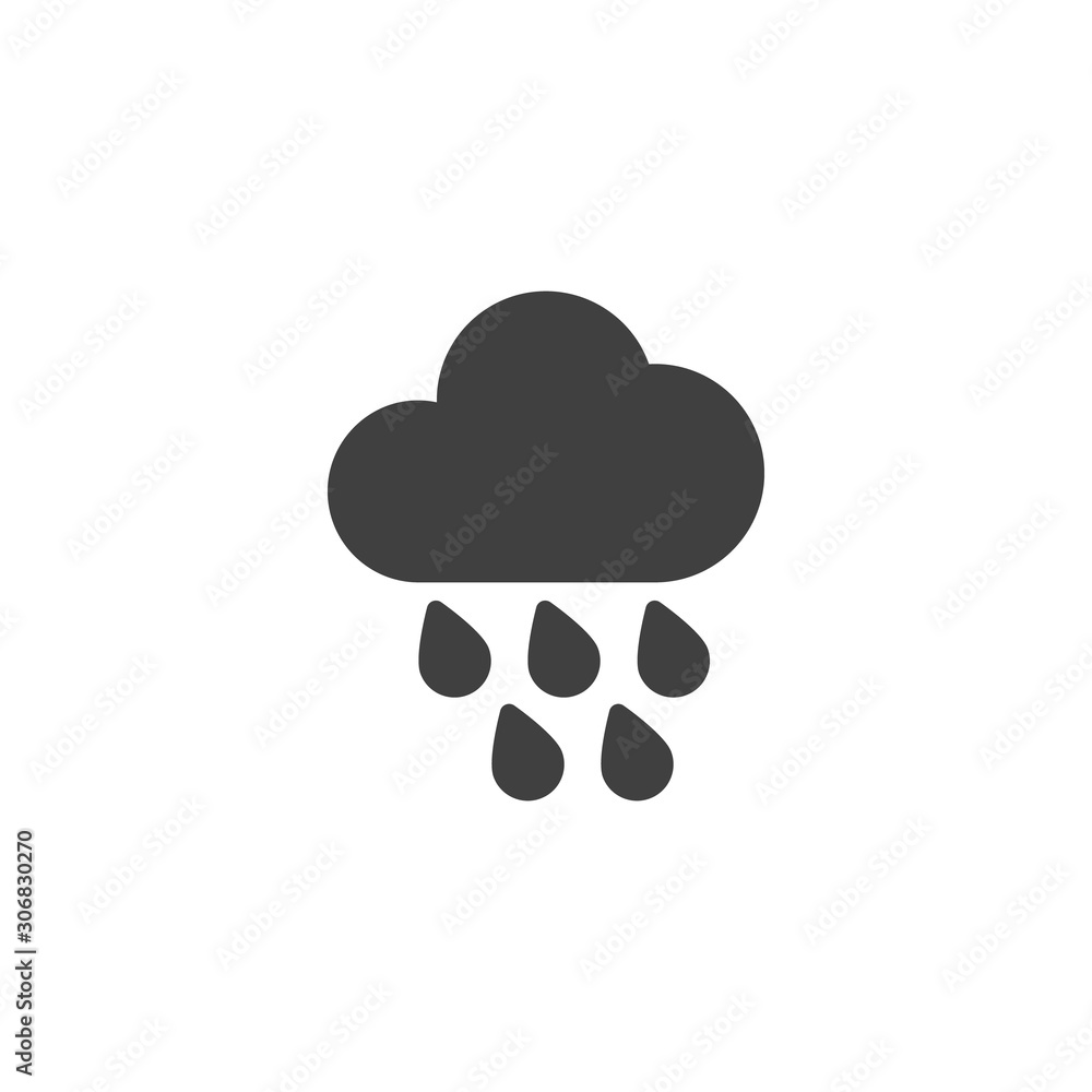 Cloud and rain vector icon. Shower, weather filled flat sign for mobile concept and web design. Cloud with raindrops glyph icon. Symbol, logo illustration. Vector graphics Cloud and rain vector icon. Shower, weather filled flat sign for mobile concept and web design. Cloud with raindrops glyph icon. Symbol, logo illustration. Vector graphics