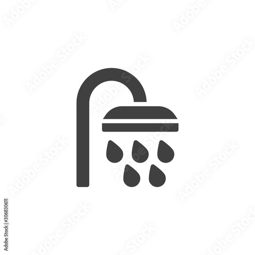 Shower with water drops vector icon. filled flat sign for mobile concept and web design. Bathroom shower glyph icon. Symbol, logo illustration. Vector graphics