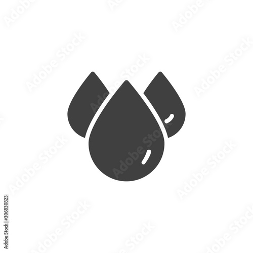 Water drops vector icon. Raindrops filled flat sign for mobile concept and web design. Three water drops glyph icon. Symbol, logo illustration. Vector graphics