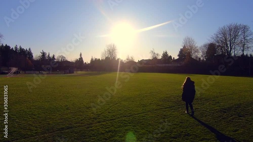 Fly past Winter Coat Model in Slow Motion at Playfields photo